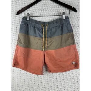 Billabong Layback Surf Shorts Elastic Waist Colorblock Swim Trunks Sz 30